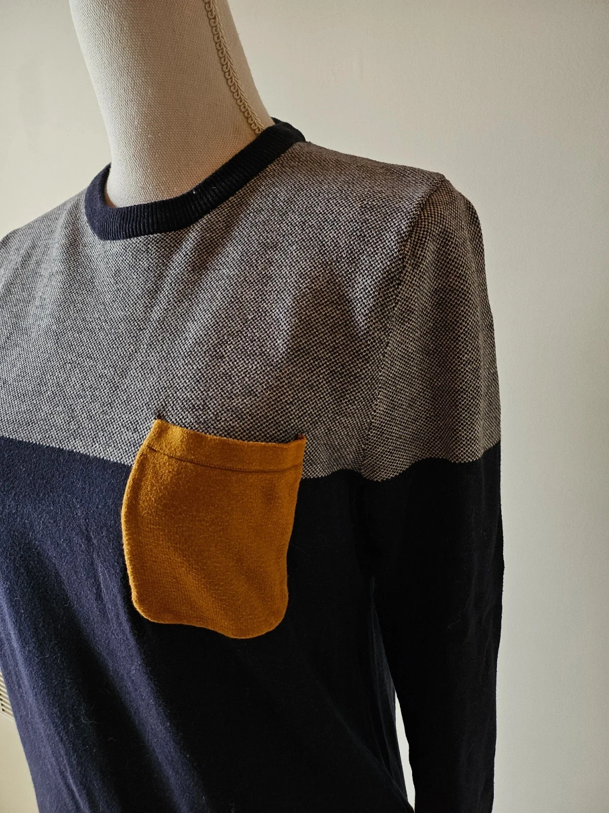 Pull bleu gris Jules encolure en rond